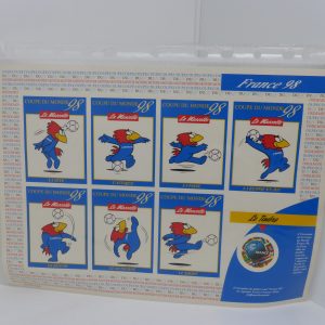 Feuillet avec 7 vignettes Footix Coupe du monde France 98