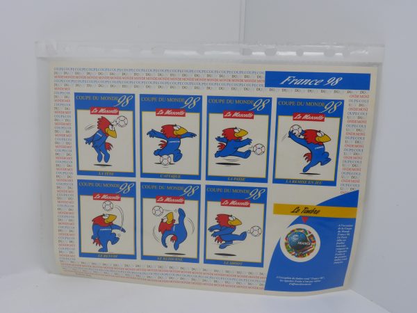 Feuillet avec 7 vignettes Footix Coupe du monde France 98