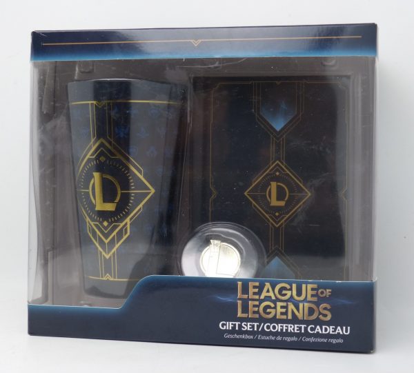 League of legend gift set coffret Cadeau verre + livret + pins